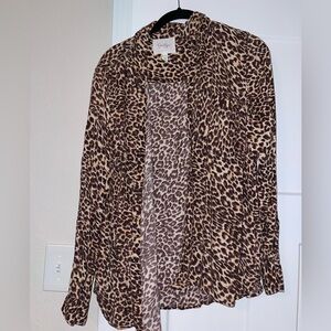 Leopard linen button down shirt